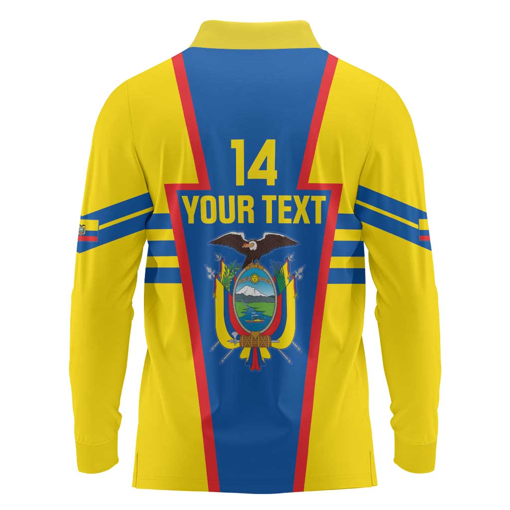 Custom Ecuador Football Long Sleeve Polo Shirt Vamos La Tricolor