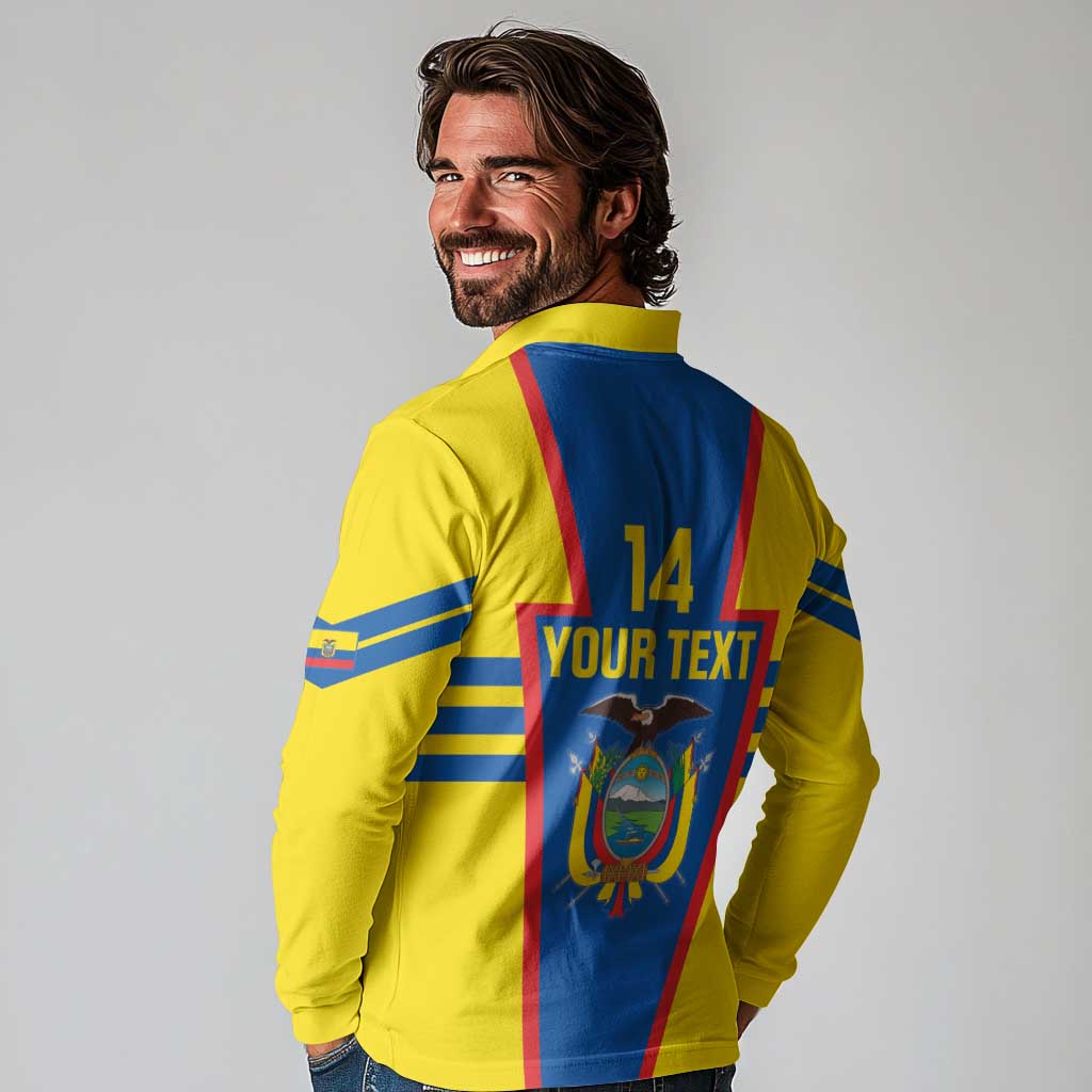 Custom Ecuador Football Long Sleeve Polo Shirt Vamos La Tricolor