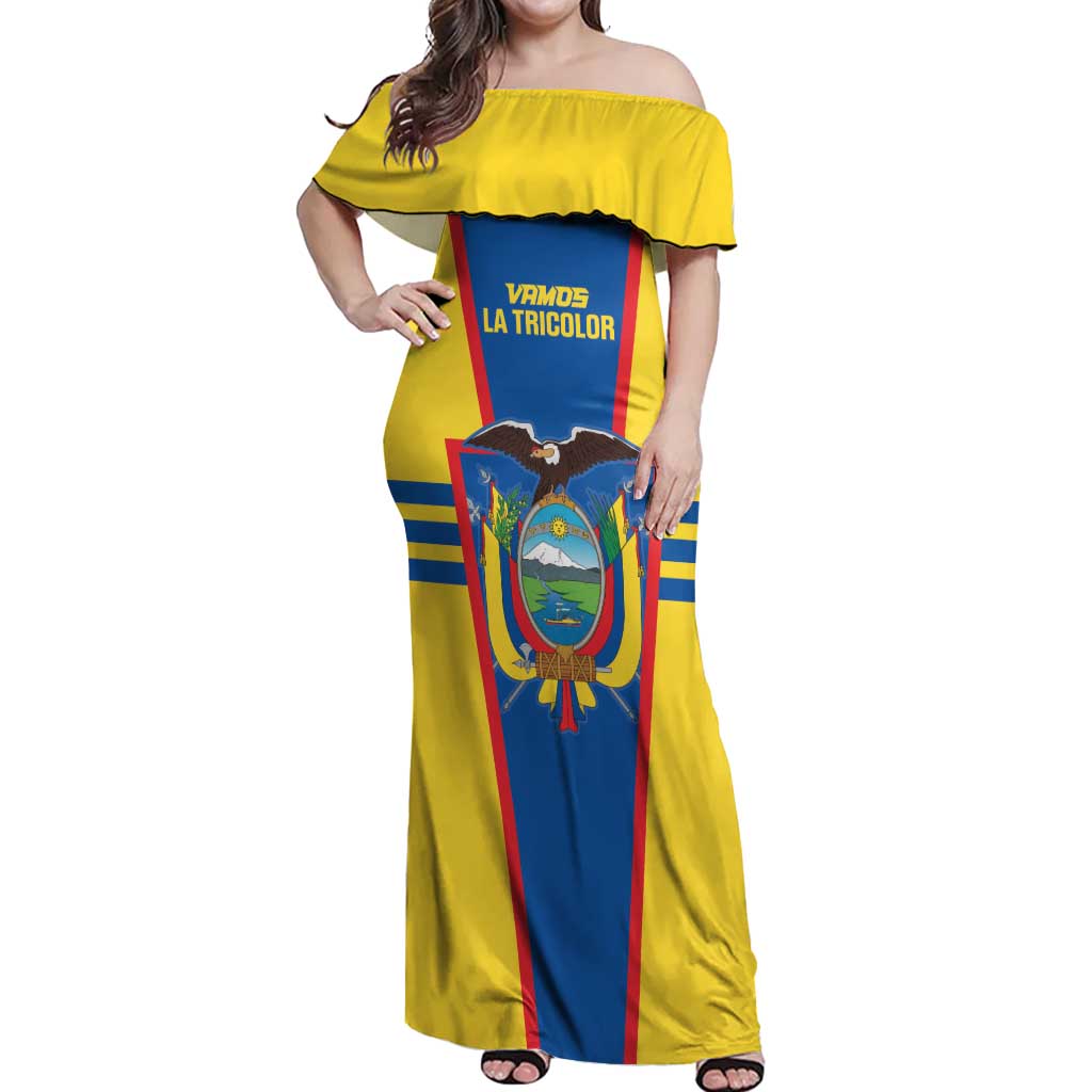 Custom Ecuador Football Off Shoulder Maxi Dress Vamos La Tricolor