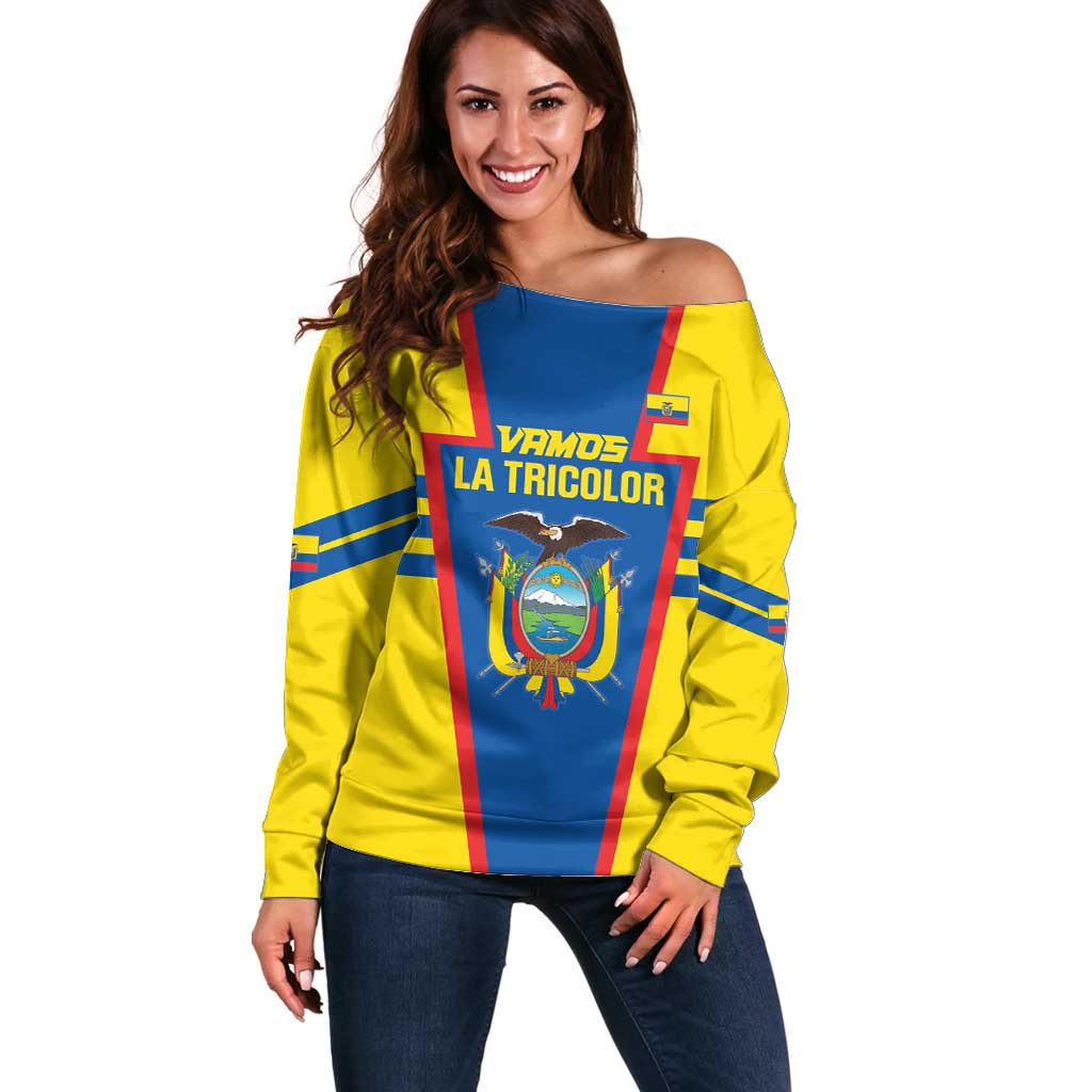 Custom Ecuador Football Off Shoulder Sweater Vamos La Tricolor