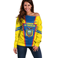 Custom Ecuador Football Off Shoulder Sweater Vamos La Tricolor