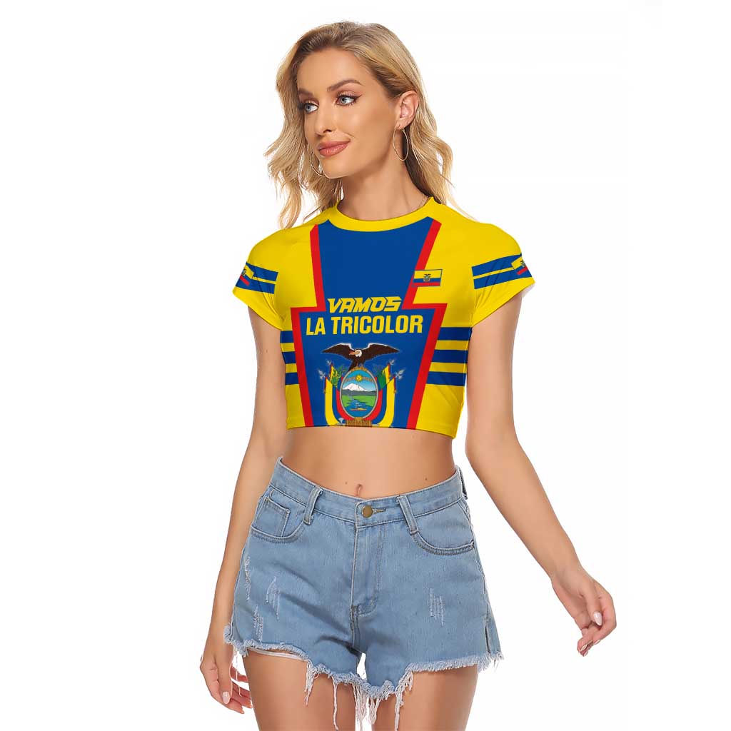 Custom Ecuador Football Raglan Cropped T Shirt Vamos La Tricolor