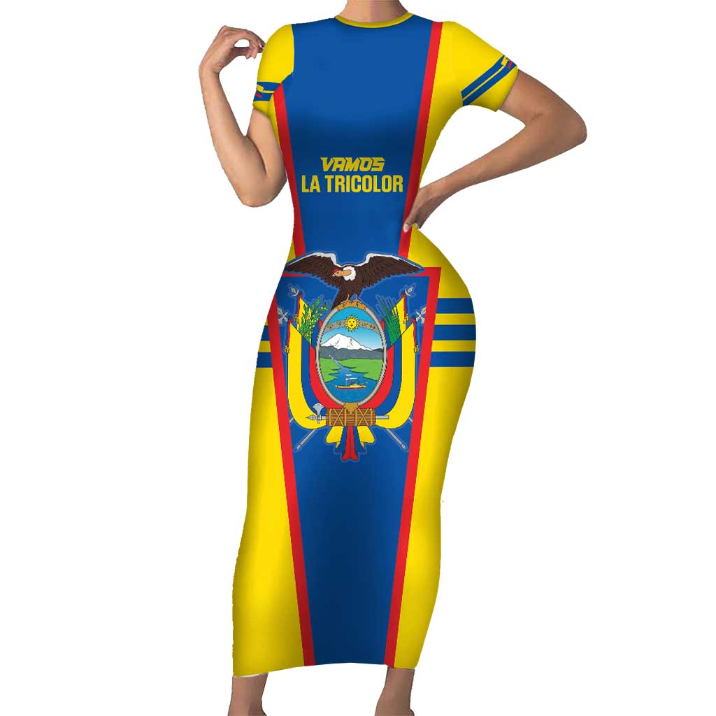 Custom Ecuador Football Short Sleeve Bodycon Dress Vamos La Tricolor