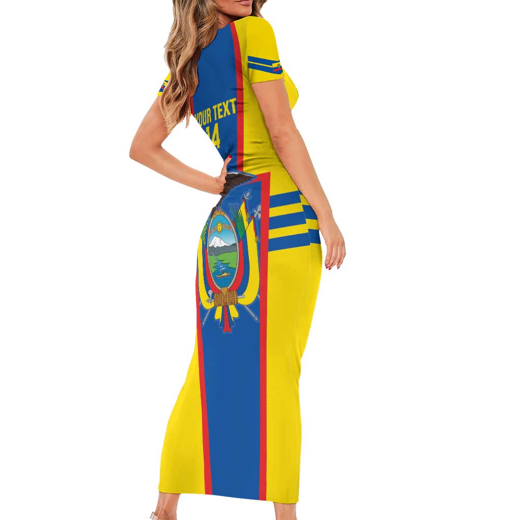 Custom Ecuador Football Short Sleeve Bodycon Dress Vamos La Tricolor