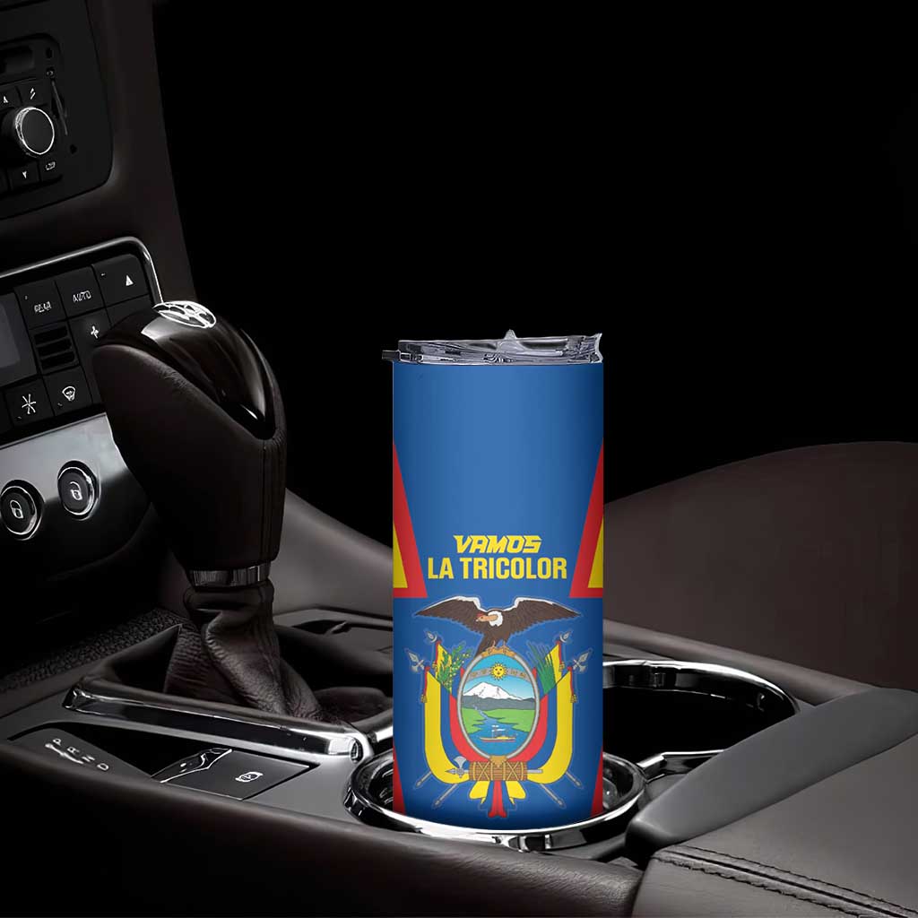 Custom Ecuador Football Skinny Tumbler Vamos La Tricolor