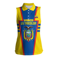 Custom Ecuador Football Women Sleeveless Polo Shirt Vamos La Tricolor