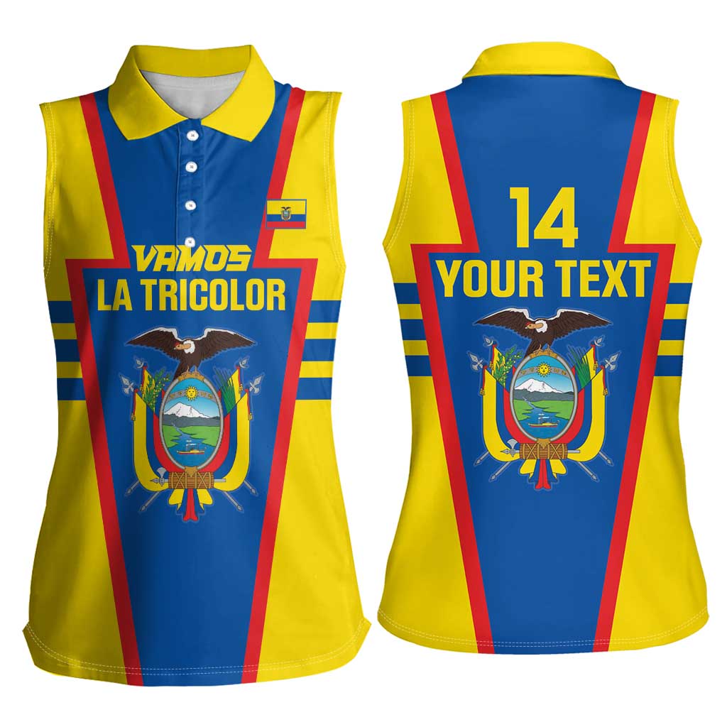 Custom Ecuador Football Women Sleeveless Polo Shirt Vamos La Tricolor