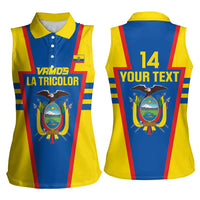 Custom Ecuador Football Women Sleeveless Polo Shirt Vamos La Tricolor