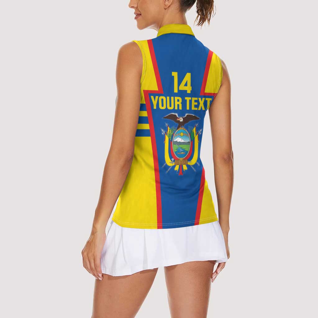 Custom Ecuador Football Women Sleeveless Polo Shirt Vamos La Tricolor