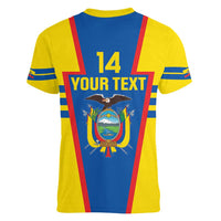 Custom Ecuador Football Women V-Neck T-Shirt Vamos La Tricolor