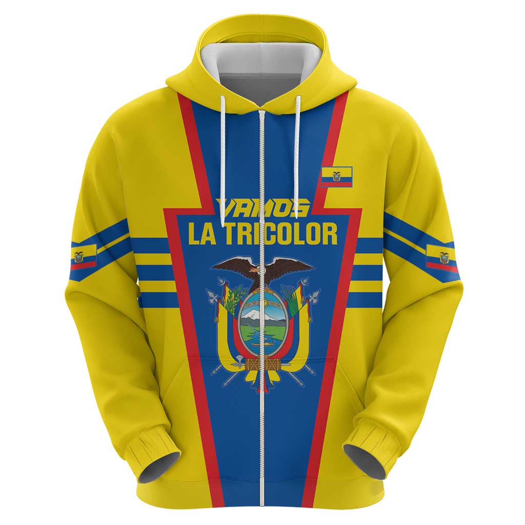 Custom Ecuador Football Zip Hoodie Vamos La Tricolor