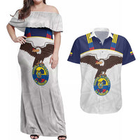 Custom Ecuador Football Couples Matching Off Shoulder Maxi Dress and Hawaiian Shirt La Tri Go Champions Condor Style