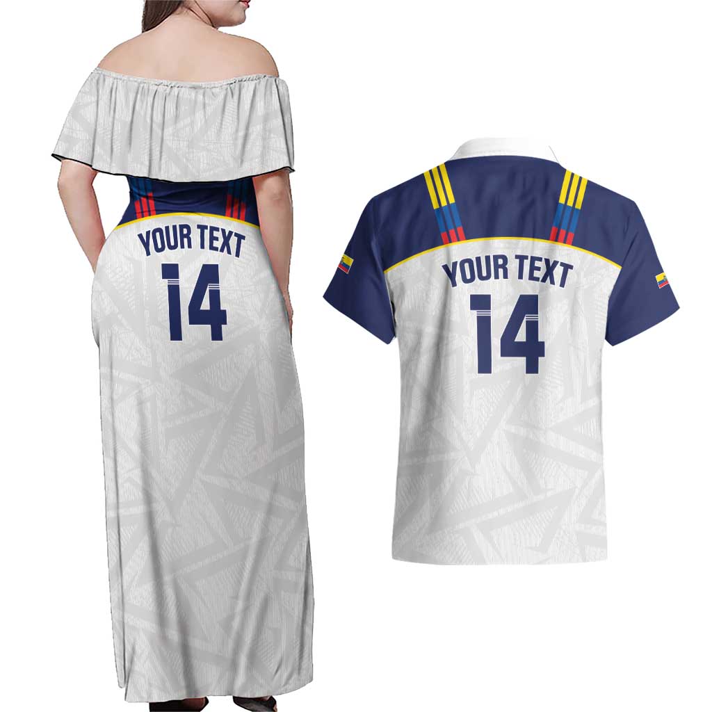 Custom Ecuador Football Couples Matching Off Shoulder Maxi Dress and Hawaiian Shirt La Tri Go Champions Condor Style