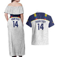 Custom Ecuador Football Couples Matching Off Shoulder Maxi Dress and Hawaiian Shirt La Tri Go Champions Condor Style