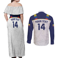 Custom Ecuador Football Couples Matching Off Shoulder Maxi Dress and Long Sleeve Button Shirt La Tri Go Champions Condor Style