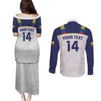 Custom Ecuador Football Couples Matching Puletasi and Long Sleeve Button Shirt La Tri Go Champions Condor Style