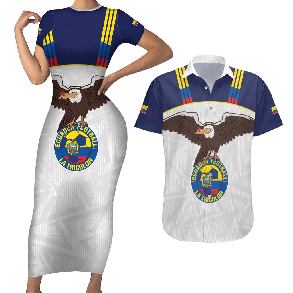 Custom Ecuador Football Couples Matching Short Sleeve Bodycon Dress and Hawaiian Shirt La Tri Go Champions Condor Style