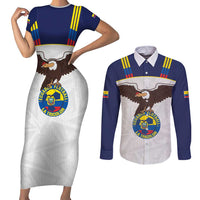 Custom Ecuador Football Couples Matching Short Sleeve Bodycon Dress and Long Sleeve Button Shirt La Tri Go Champions Condor Style