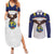 Custom Ecuador Football Couples Matching Summer Maxi Dress and Long Sleeve Button Shirt La Tri Go Champions Condor Style