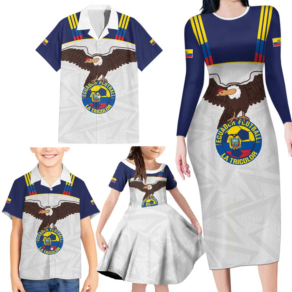 Custom Ecuador Football Family Matching Long Sleeve Bodycon Dress and Hawaiian Shirt La Tri Go Champions Condor Style