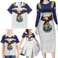 Custom Ecuador Football Family Matching Long Sleeve Bodycon Dress and Hawaiian Shirt La Tri Go Champions Condor Style