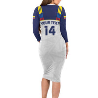 Custom Ecuador Football Family Matching Long Sleeve Bodycon Dress and Hawaiian Shirt La Tri Go Champions Condor Style