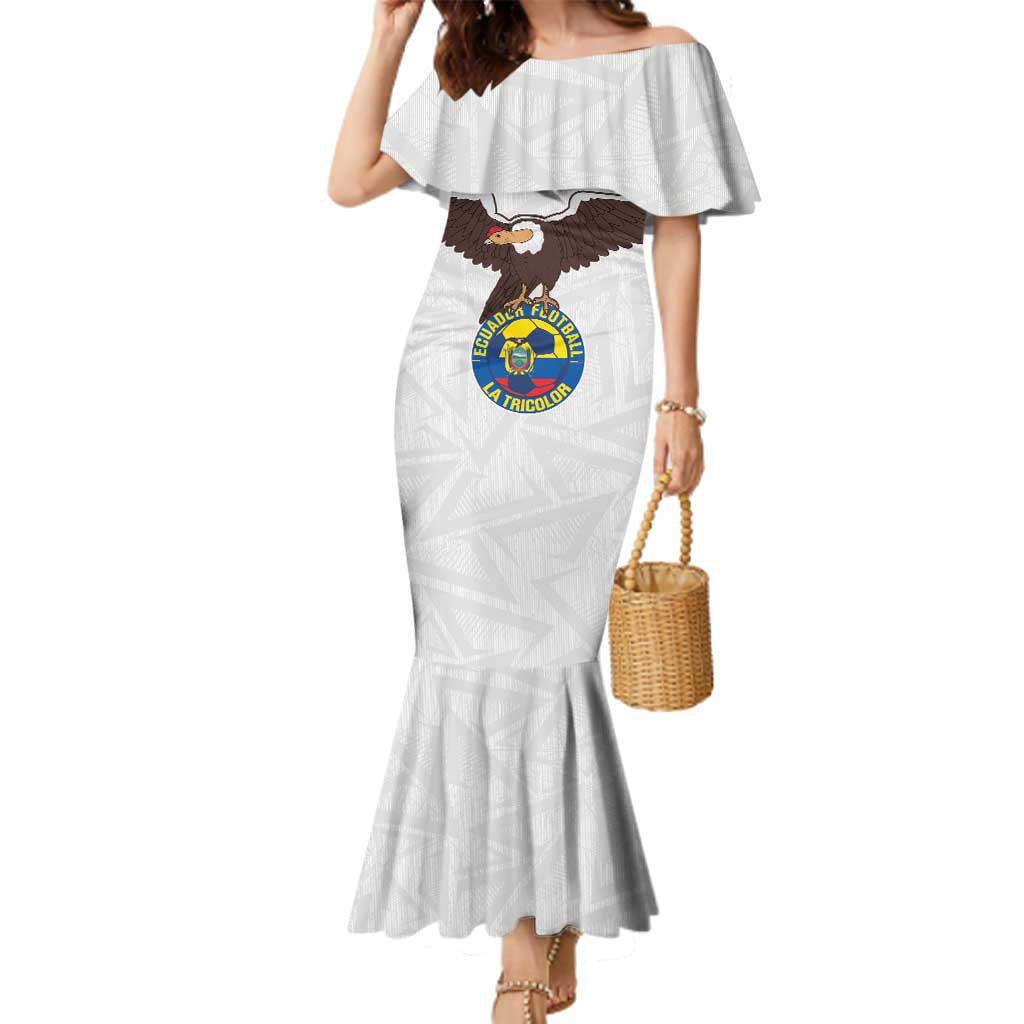 Custom Ecuador Football Family Matching Mermaid Dress and Hawaiian Shirt La Tri Go Champions Condor Style