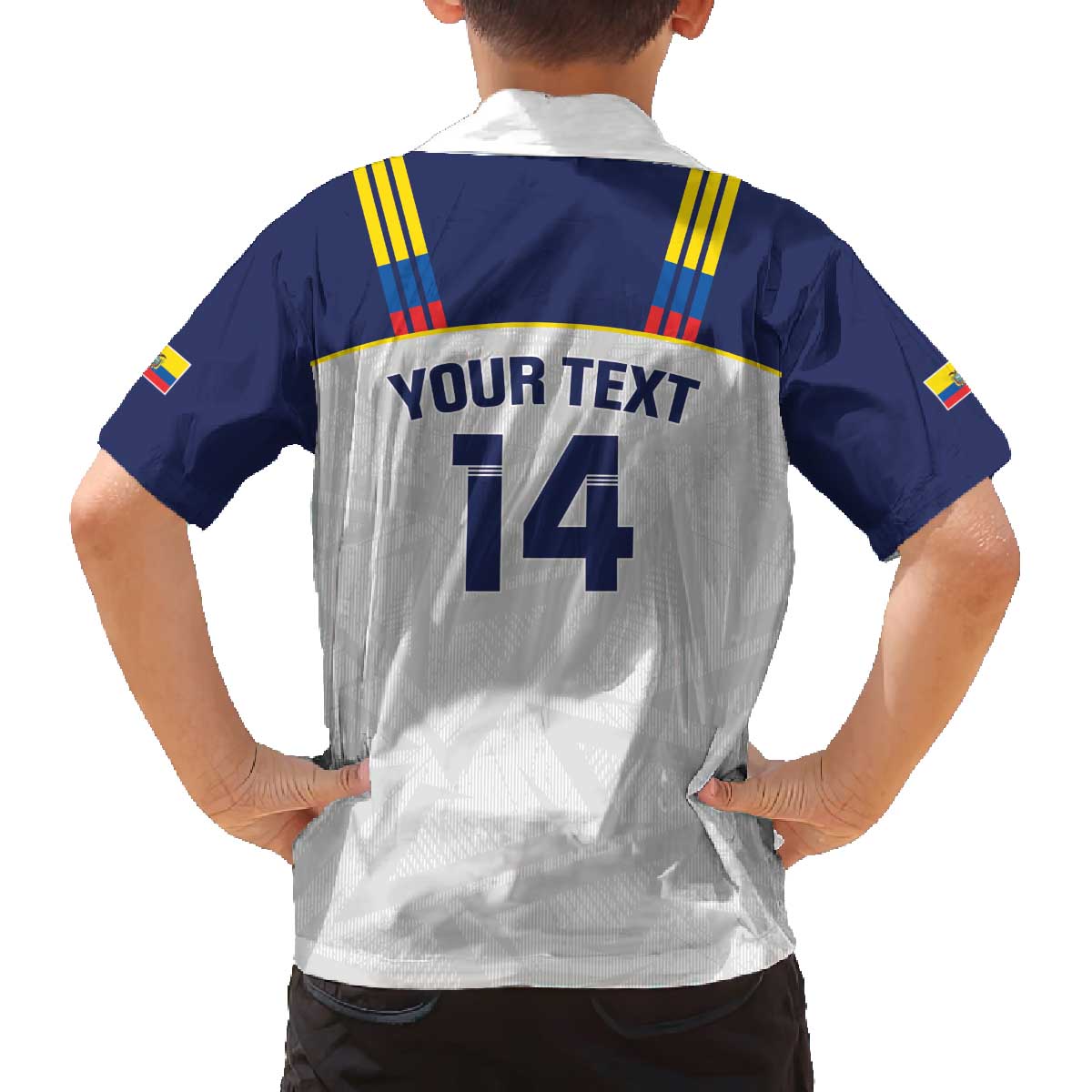 Custom Ecuador Football Family Matching Off The Shoulder Long Sleeve Dress and Hawaiian Shirt La Tri Go Champions Condor Style