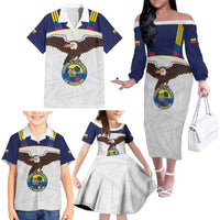 Custom Ecuador Football Family Matching Off The Shoulder Long Sleeve Dress and Hawaiian Shirt La Tri Go Champions Condor Style