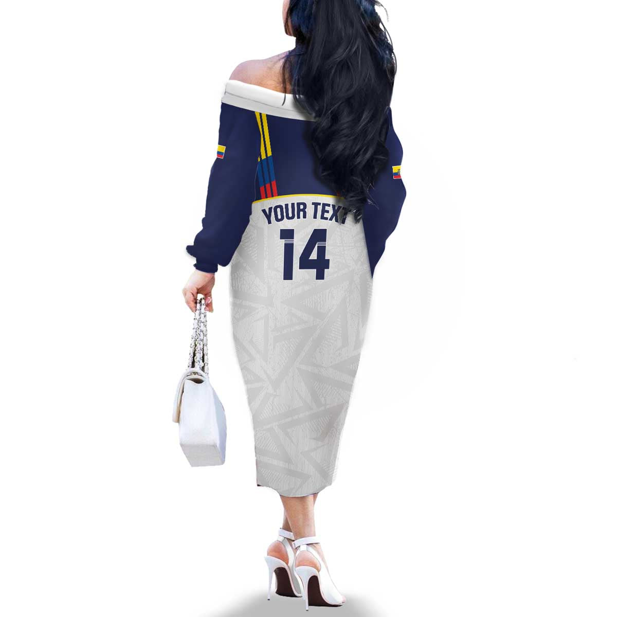 Custom Ecuador Football Family Matching Off The Shoulder Long Sleeve Dress and Hawaiian Shirt La Tri Go Champions Condor Style