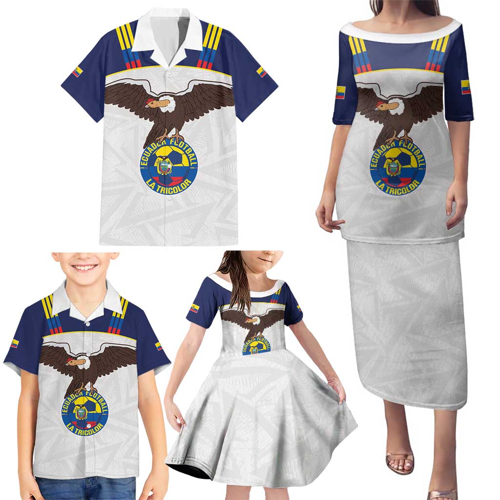 Custom Ecuador Football Family Matching Puletasi and Hawaiian Shirt La Tri Go Champions Condor Style
