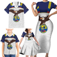 Custom Ecuador Football Family Matching Short Sleeve Bodycon Dress and Hawaiian Shirt La Tri Go Champions Condor Style