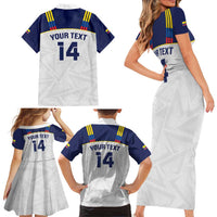 Custom Ecuador Football Family Matching Short Sleeve Bodycon Dress and Hawaiian Shirt La Tri Go Champions Condor Style