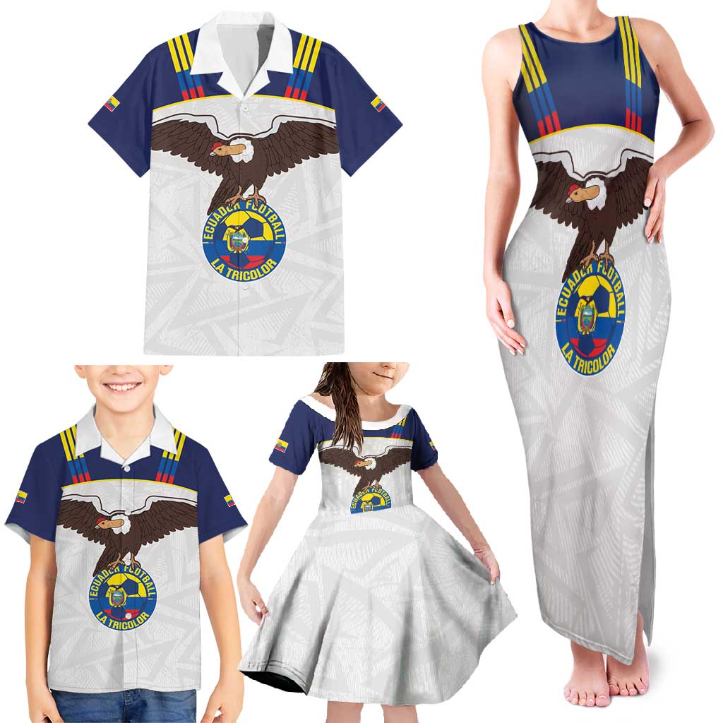 Custom Ecuador Football Family Matching Tank Maxi Dress and Hawaiian Shirt La Tri Go Champions Condor Style