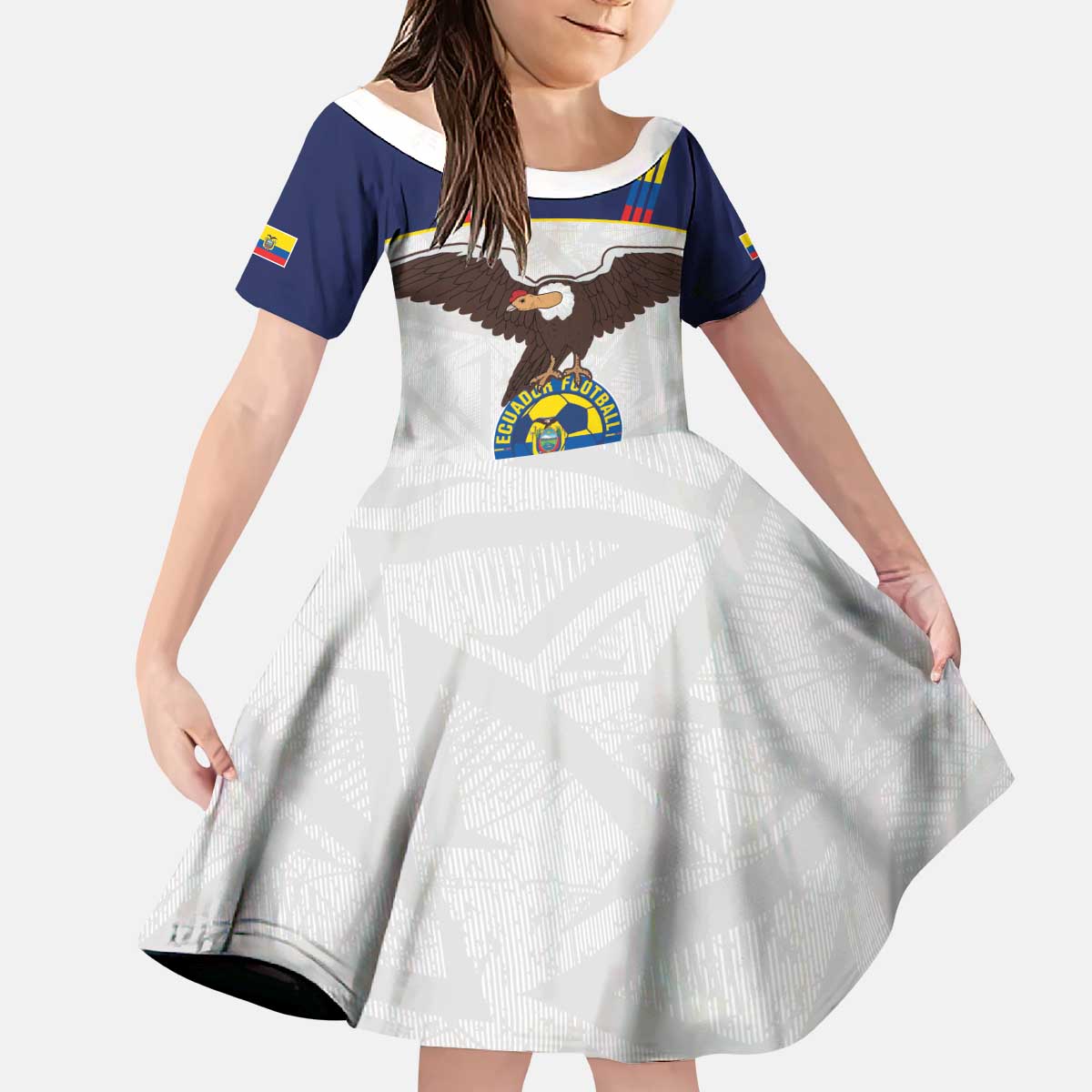 Custom Ecuador Football Kid Short Sleeve Dress La Tri Go Champions Condor Style