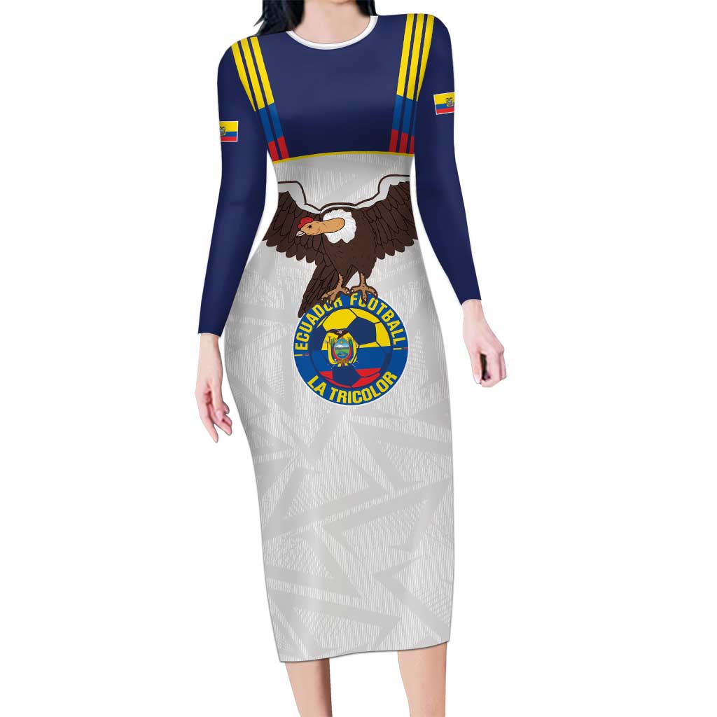 Custom Ecuador Football Long Sleeve Bodycon Dress La Tri Go Champions Condor Style
