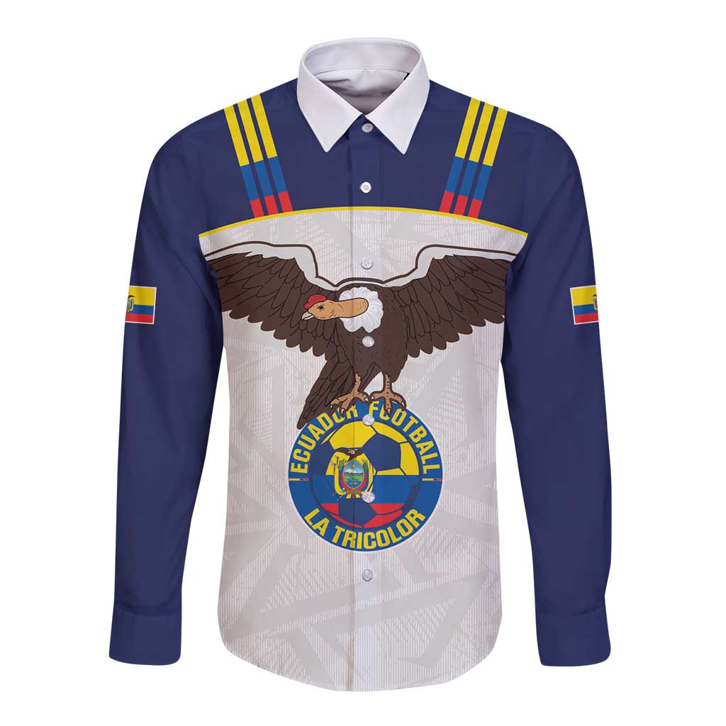 Custom Ecuador Football Long Sleeve Button Shirt La Tri Go Champions Condor Style