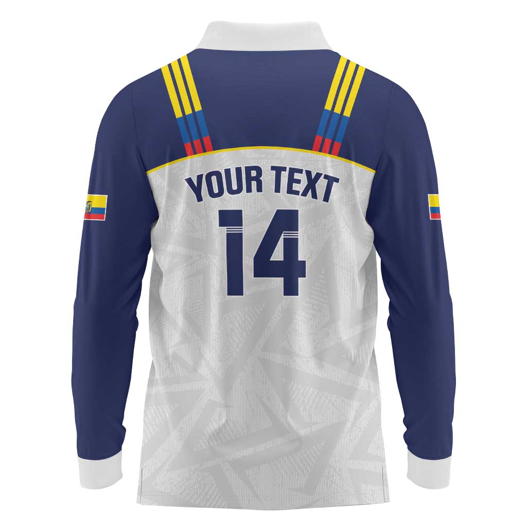 Custom Ecuador Football Long Sleeve Polo Shirt La Tri Go Champions Condor Style