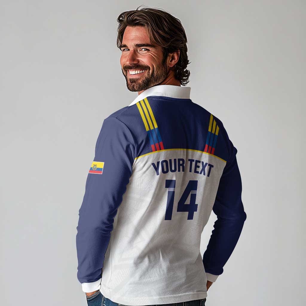 Custom Ecuador Football Long Sleeve Polo Shirt La Tri Go Champions Condor Style