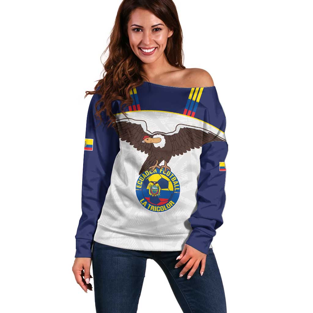 Custom Ecuador Football Off Shoulder Sweater La Tri Go Champions Condor Style