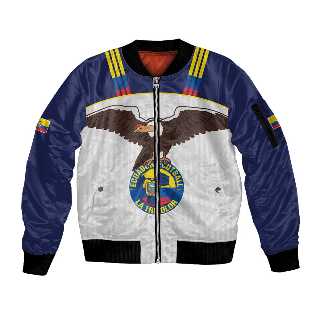 Custom Ecuador Football Sleeve Zip Bomber Jacket La Tri Go Champions Condor Style