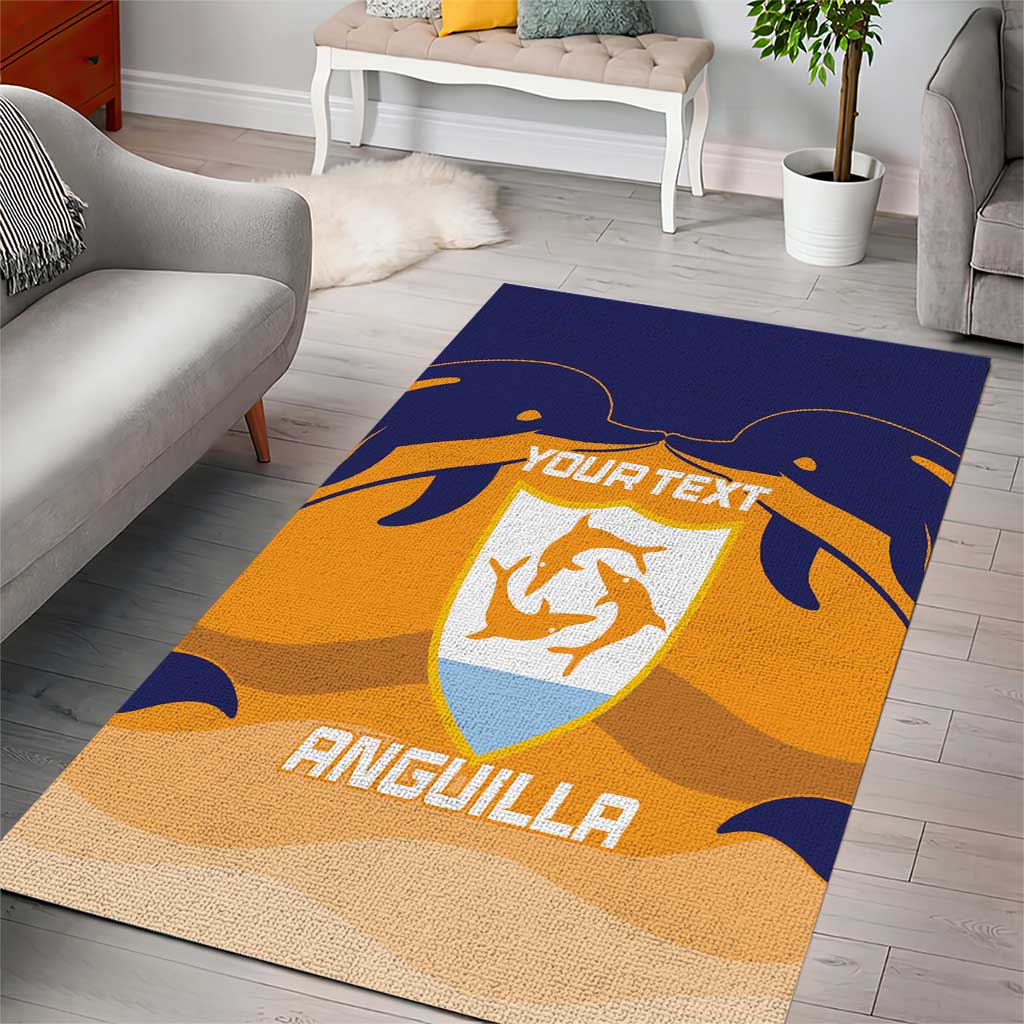 Custom Anguilla Football Area Rug Dolphins Coat Of Arms Style
