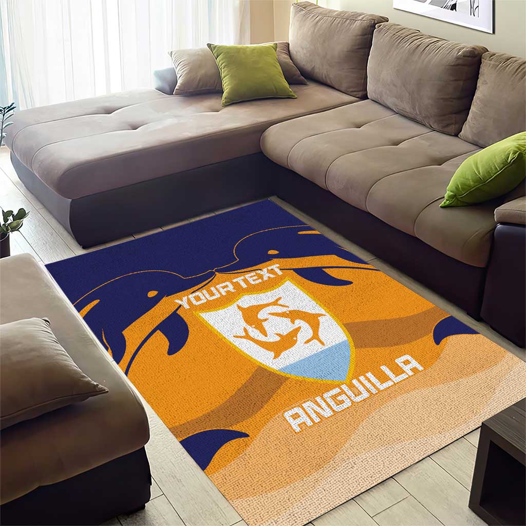 Custom Anguilla Football Area Rug Dolphins Coat Of Arms Style