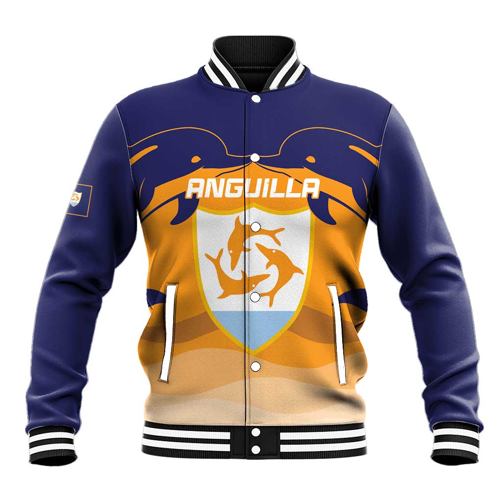 Custom Anguilla Football Baseball Jacket Dolphins Coat Of Arms Style