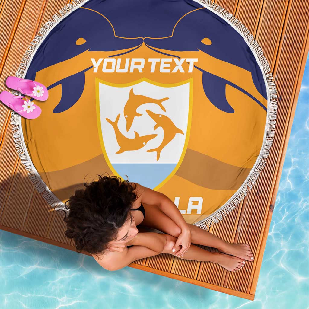 Custom Anguilla Football Beach Blanket Dolphins Coat Of Arms Style