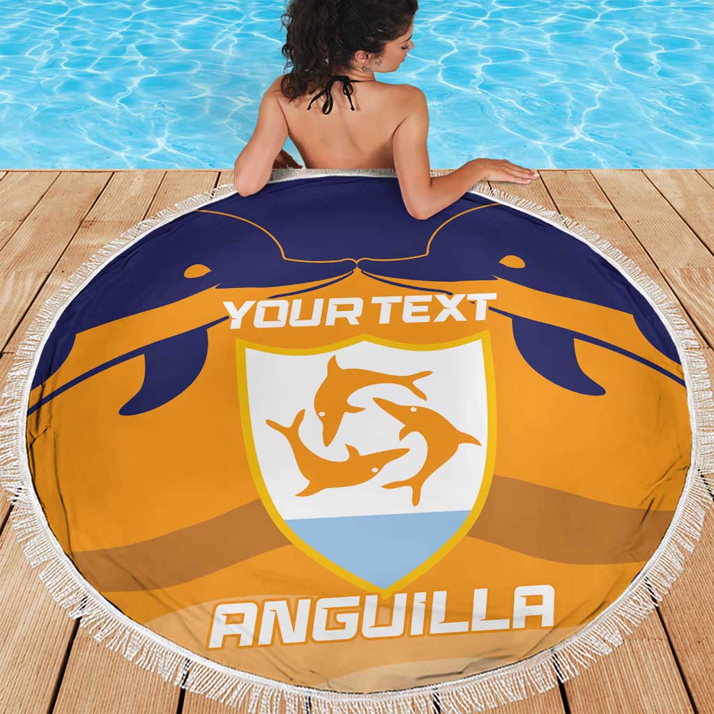Custom Anguilla Football Beach Blanket Dolphins Coat Of Arms Style