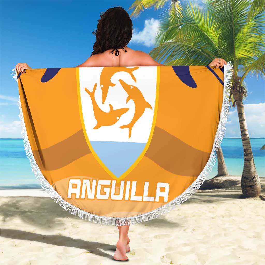 Custom Anguilla Football Beach Blanket Dolphins Coat Of Arms Style