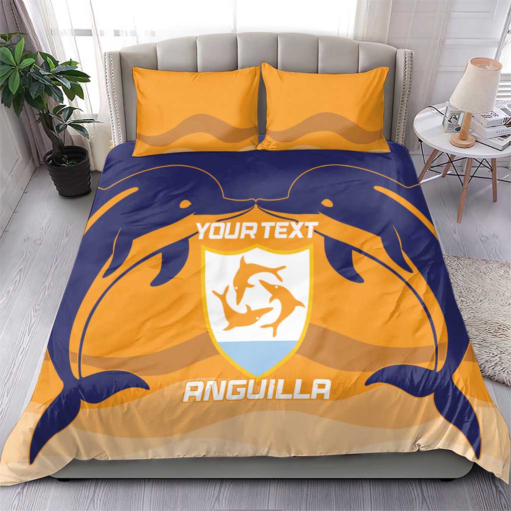 Custom Anguilla Football Bedding Set Dolphins Coat Of Arms Style