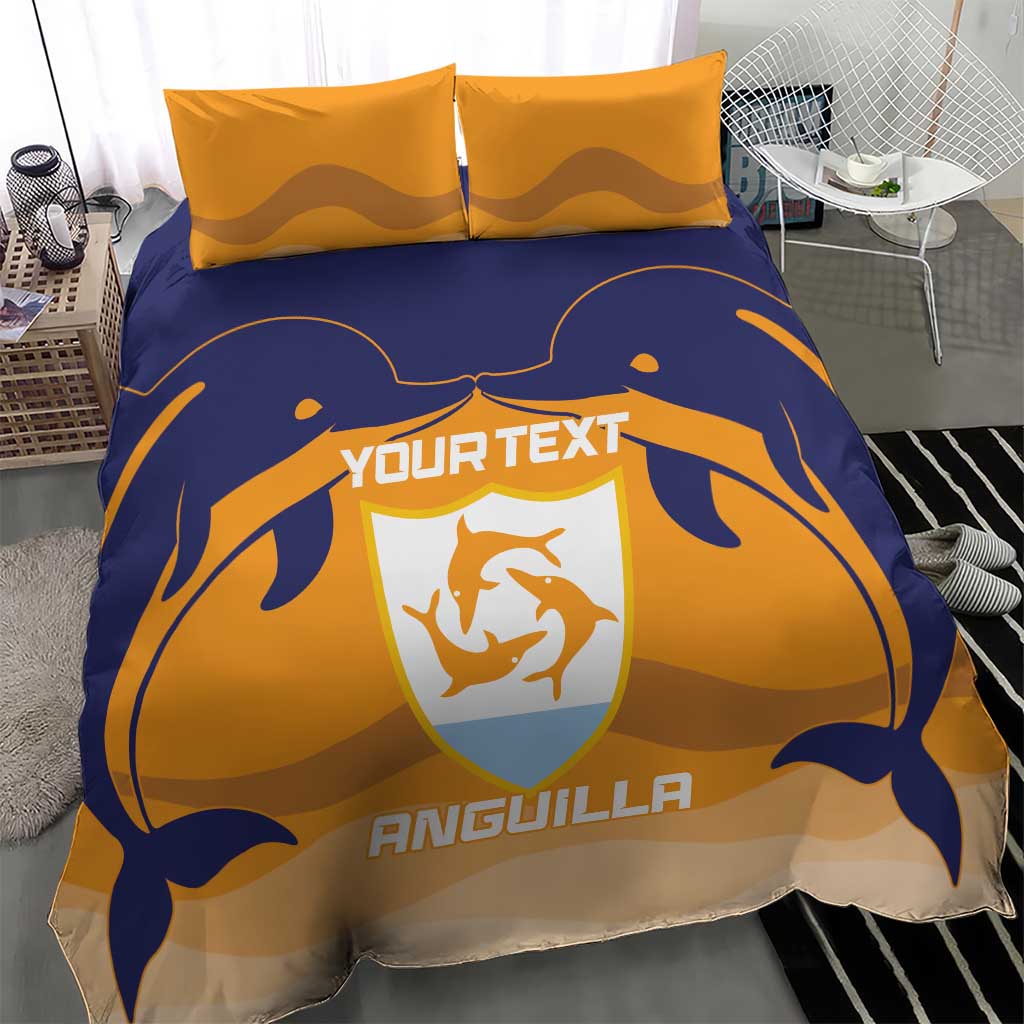 Custom Anguilla Football Bedding Set Dolphins Coat Of Arms Style