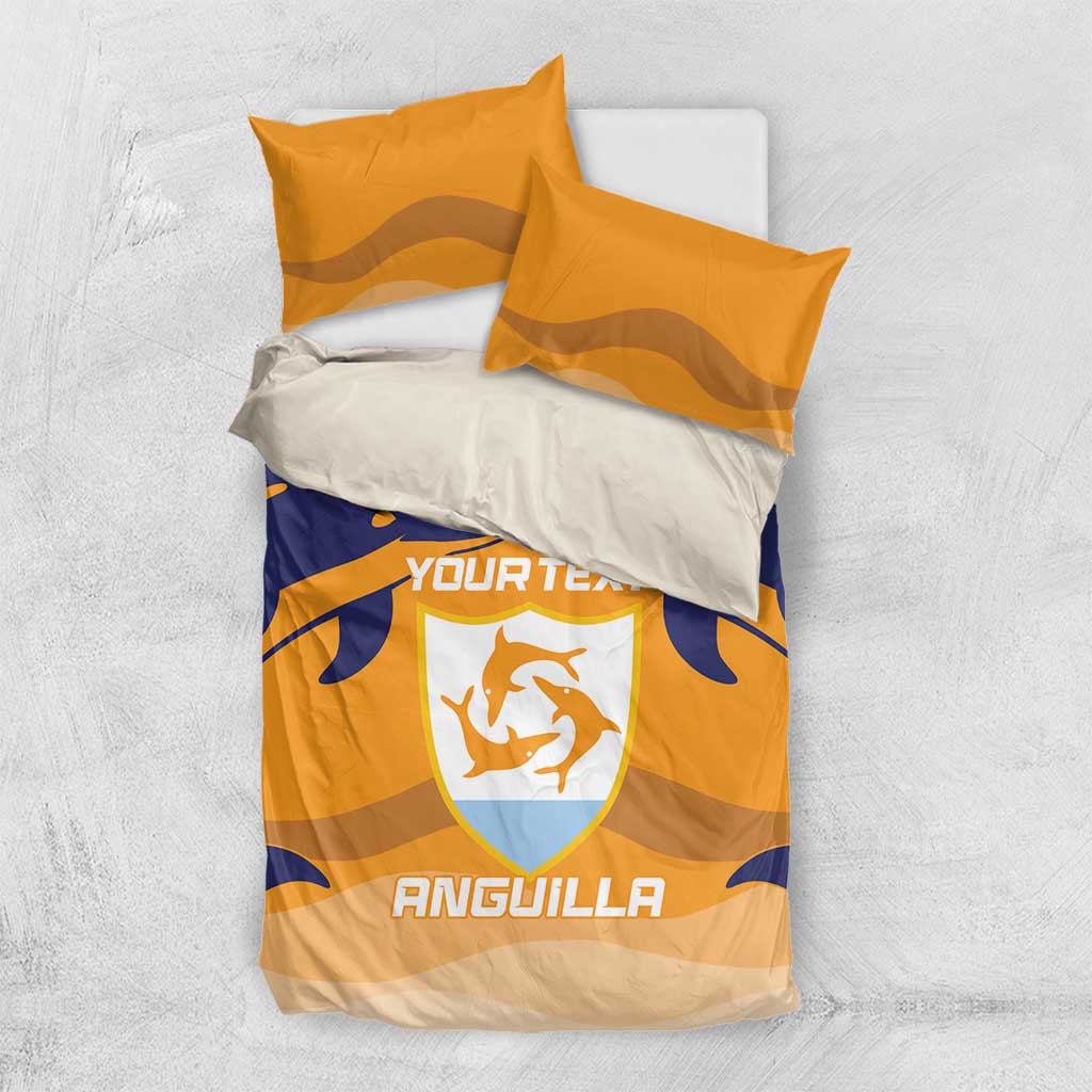 Custom Anguilla Football Bedding Set Dolphins Coat Of Arms Style